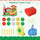 Outsunny Bouncy Castle with Slide Pool Trampoline Climbing Wall with Blower