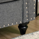 HOMCOM 3 Seater Sofas Fabric Couch with Nailhead Trim and Cushions Grey