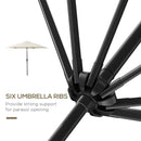 Outsunny Patio Umbrella Parasol Sun Shade Garden Aluminium Cream White 2.7M