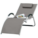 Outsunny Sun Lounge Recliner Lounge Chair Design Ergonomic w/ Pillow Khaki