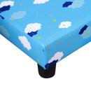 HOMCOM Cute Cloud Star Child Armchair Seat Wood Frame w/ Footrest Padding Blue