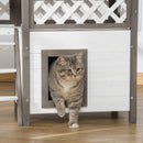 PawHut Cat House Outdoor Kitten Shelter Puppy Kennel w/ Balcony Stairs Roof