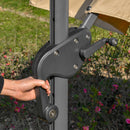 Outsunny 3m Solar LED Cantilever Parasol Adjustable Garden Umbrella Khaki