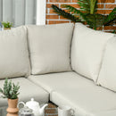 Outsunny Rattan Corner Sofa, Rattan Garden Furniture w/Glass Top Two-tier Table