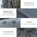 Outsunny 4.5 m Double Garden Parasol Garden Umbrella w/ Crank Handle Grey