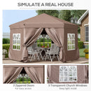 Outsunny 4x4m Garden Gazebo Tent Outdoor Metal Adjust Sun Shade w/ Zippered Net