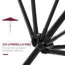 Outsunny Patio Umbrella Parasol Sun Shade Garden Aluminium Wine Red 2.7M