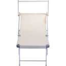 Outsunny Outdoor Lounger Fold 180° Reclining Chair w/ Adjustable Canopy Beige