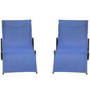 Outsunny Set of 2 Zero Gravity Lounge Chair Recliners Sun Lounger Navy Blue