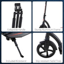 HOMCOM Teens Adult Kick Scooter Foldable Adjust Aluminum For Age 14+ Black