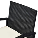 Outsunny 3PC Garden Rattan Bistro Set Balcony Dining Table 2 Seater Chair Black