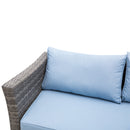 Outsunny 4 PCs Rattan Wicker Set 2 Cushioned Double Sofa Footstool Coffee Table