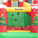 Outsunny Bouncy Castle with Slide Pool Trampoline Climbing Wall with Blower