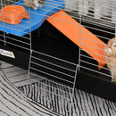 PawHut 89cm Small Animal Cage for Rabbit Ferret Guinea Pig w/ Food Dish Black