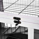 PawHut Wood Indoor Rabbit Hutch Elevated 2-Floor Guineas Pigs Cage w/ Wheels