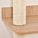 PawHut Wall-Mounted Cat Tree Shelter w/ Condo Bed Scratching Post Light Beige
