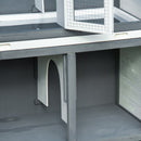 Pawhut Rabbit Hutch   Grey, Black, White