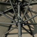 Outsunny 2.7m Patio LED Umbrella with Push Button Tilt/Crank 8 Ribs Grey