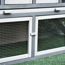 PawHut Large Rabbit Hutch with Run, Tray, Ramp, Wooden Guinea Pig House, Grey