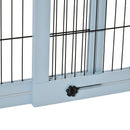 PawHut Adjustable Wooden Pet Gate Freestanding Dog Barrier for Doorway, Grey