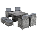 Outsunny Rattan Dining Set Garden Furniture Cube Table Chair Stool Cushion Seat