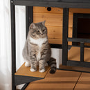 PawHut Wooden Outdoor Cat House 3-Tier Kitten Shelter w/ Tilted Roof Yellow