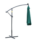 Outsunny 3(m) LED Patio Banana Umbrella Cantilever Parasol w/ Crank, Green