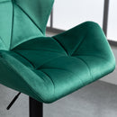 HOMCOM Set Of 2 Luxurious Velvet-Touch Bar Stools Metal Frame Footrest Green