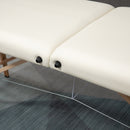 HOMCOM Wooden Folding Spa Beauty Massage Table w/ 2 Sections, Carry Bag, Cream