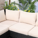 Outsunny 4Pcs Rattan Sofa Set Garden Furniture Set with Armrest Cushions Black