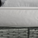 Outsunny 6pc Padded Outdoor Rattan Wicker 3-Seat Sofa Recliner Footstool Table - Light Grey
