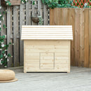 PawHut Wooden Duck House w/ Openable Roof, Raised Base, Air Holes - Natural