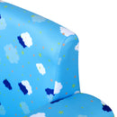 HOMCOM Cute Cloud Star Child Armchair Seat Wood Frame w/ Footrest Padding Blue