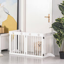 PawHut Pet Gate 4 Panel Wooden Dog Barrier Folding Fence w/ Support Feet