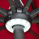Outsunny 2.7m Garden Parasol Summer Shelter w/ LED Solar Light Crank Tilt Red