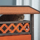 PawHut Cat House Outdoor Kitten Shelter Puppy Kennel w/ Balcony Stairs Roof