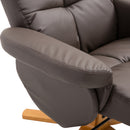 HOMCOM Recliner Chair and Footstool PU Leather Wooden Base Brown