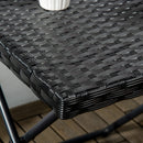 Outsunny Folding Square Rattan Coffee Table w/ Steel Frame Bistro Garden Black