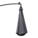 Outsunny 3(m) LED Patio Banana Umbrella Cantilever Parasol w/ Crank, Grey