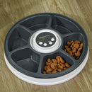 PawHut Pet Feeder w/ Digital Timer Six-Meal Food Dispenser Trays White