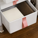 HOMCOM 3 Drawer Chest of Drawers w/ Wooden Top for Kid Room Closet Hallway Pink
