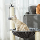 PawHut 83cm Cat Tree Tower w/ Sisal Scratching Post Hammock Toy Ball - Grey