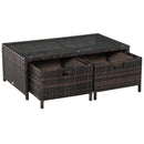 Outsunny 4Pcs Patio Rattan Sofa Garden Furniture Set Table w/ Cushions Brown