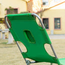 Outsunny Beach Chaise Lounge Portable Adjustable Backrest with Face Cavity Green