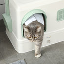 PawHut Cat Litter Box, Hooded Cat Litter Tray w/ Drawer Pan, Scoop, Deodorants