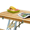 Outsunny Wooden Portable Folding Camping Picnic Table BBQ Chairs Stools Set