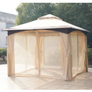 Outsunny 10' x 12'/3(m)x3(m) Steel Fabric  Patio Gazebo Vented Roof w/Mesh Sidewall