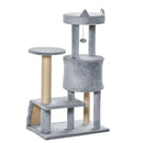 PawHut 100cm Cat Tree with Climbing Ladder Scratching Post Ball, Light Grey