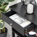 HOMCOM Console Table Side Desk Shelves Drawers Open Top X Support Hallway Black