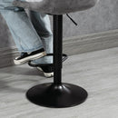 HOMCOM Set Of 2 Microfibre Retro Tub Bar Stools Metal Frame Footrest Seat Grey